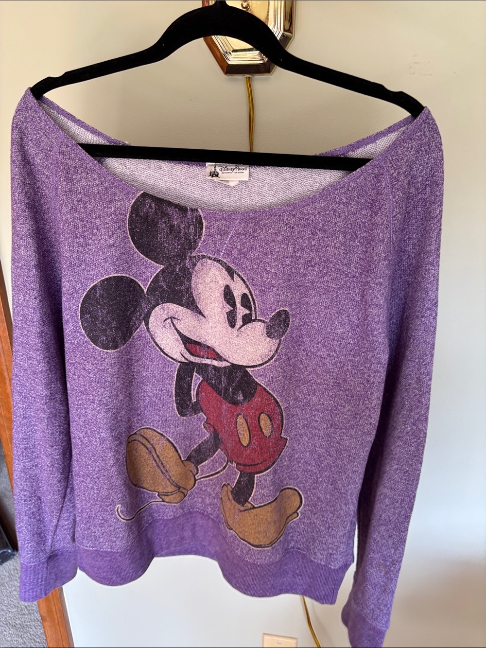 Disney Purple Off-the-Shoulder Mickey Mouse Pullover